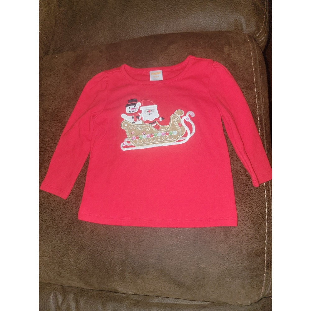 Gymboree holiday express‎ Christmas santa sleigh snowman top 12 18 months